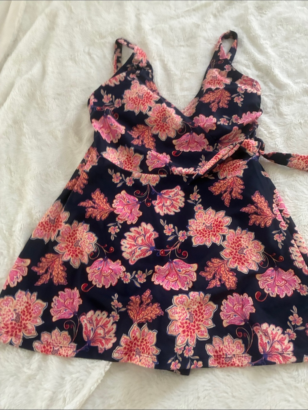 Old Navy Floral Swimdress with Pink and Coral Blooms M